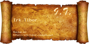 Irk Tibor névjegykártya